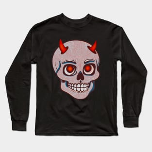 Cute Mexican skull with devil horns Long Sleeve T-Shirt